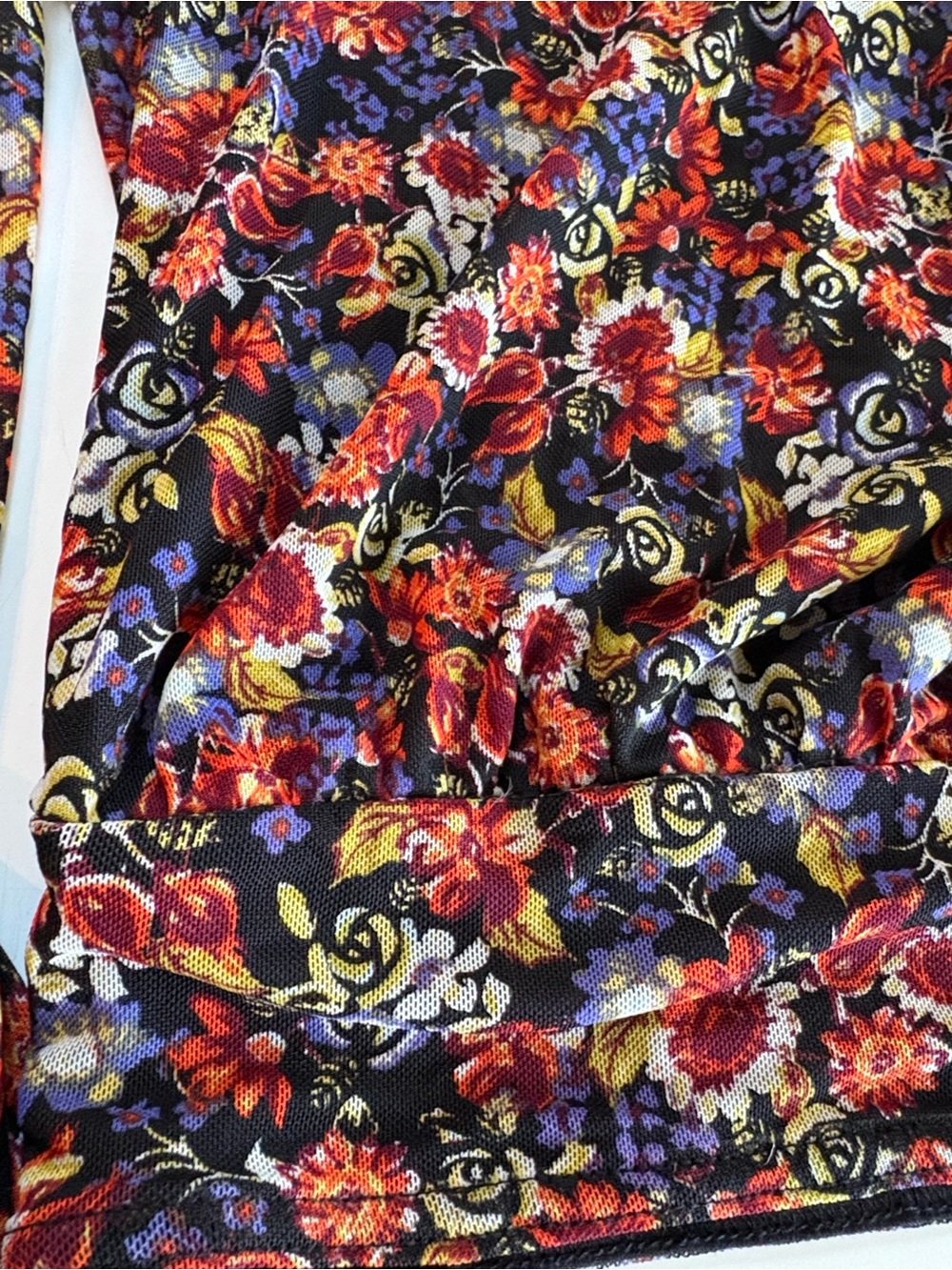 Free People All Dolled Up Black Floral Print Mesh Long Sleeve top - Picture 7 of 10